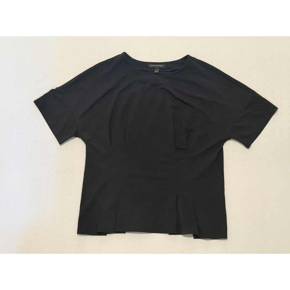 Banana Republic Black Pleated Waist Top | Size Large
